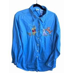 Vintage Disney Pooh Denim Shirt XL Embroidered Tigger Eeyore Dandelion